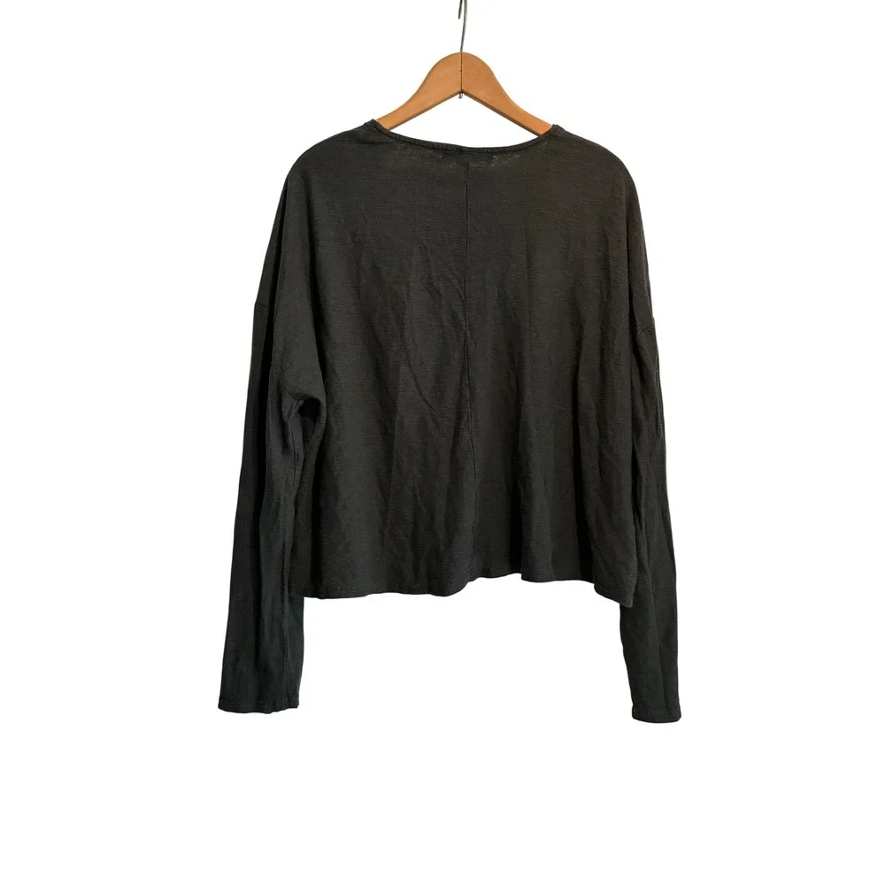 Cut Loose Charcoal Gray Cotton Linen Single Button Cardigan XL USA Lagenlook